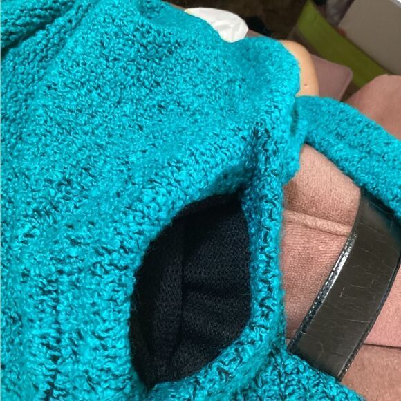 Vicki Wayne Teal Nubby Knit Open Front Cardigan PL - Picture 8 of 8